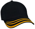 FRONT VIEW OF BASEBALL CAP BLACK/GOLD